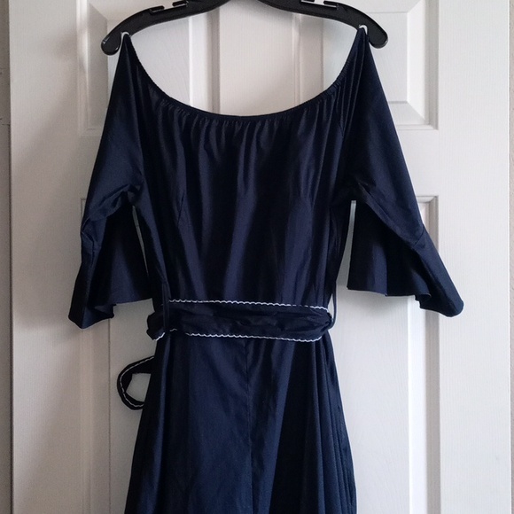 VENUS Navy Blue &White Off-Shoulder Flutter Sleeve Sundress Size 18 - Picture 12 of 15